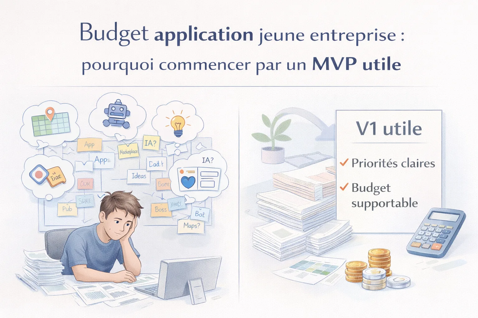 Jeune entreprise qui recentre un projet application vers une première version utile