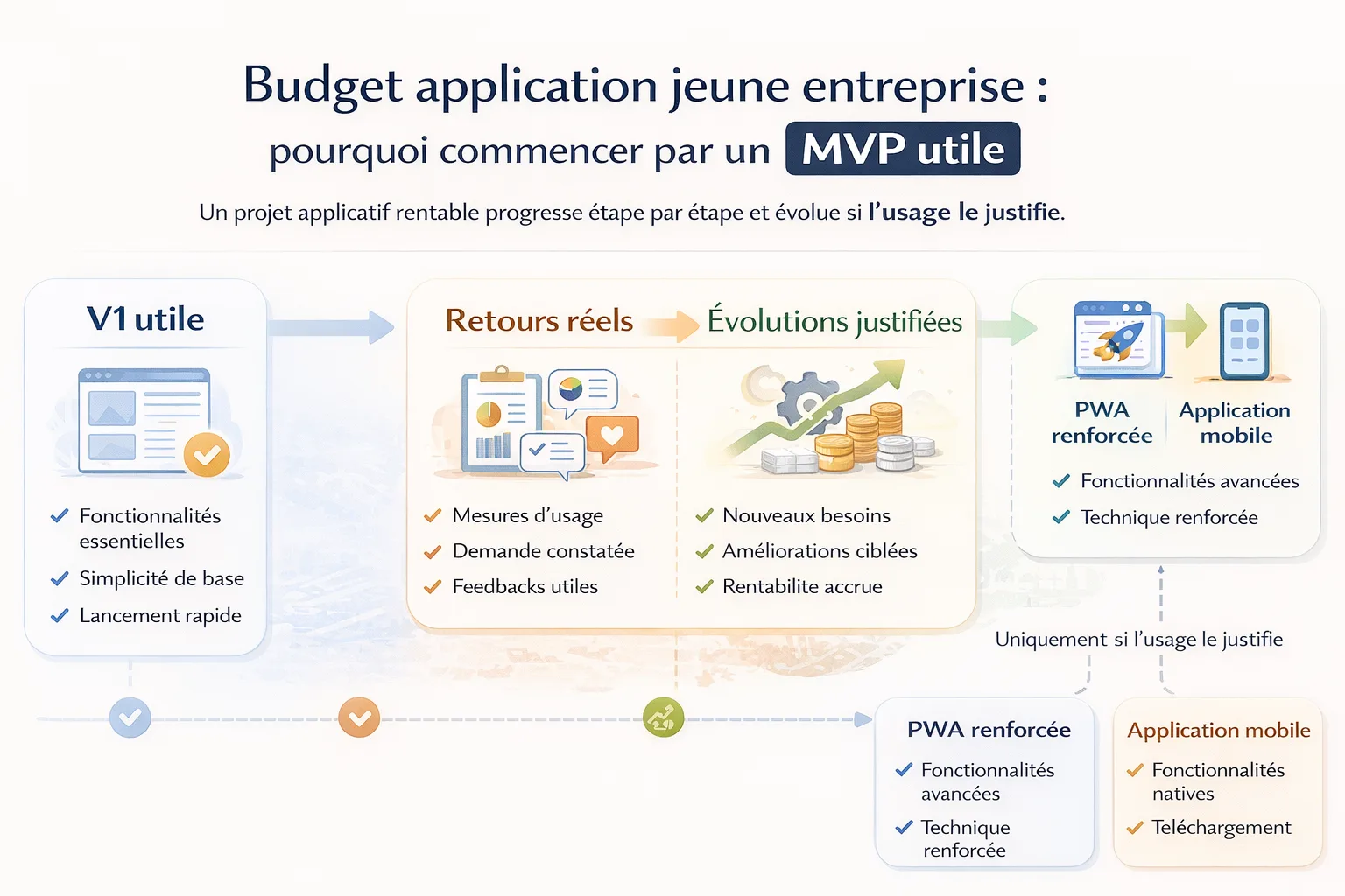 Feuille de route progressive entre MVP, retours utilisateurs et évolution vers PWA ou application mobile