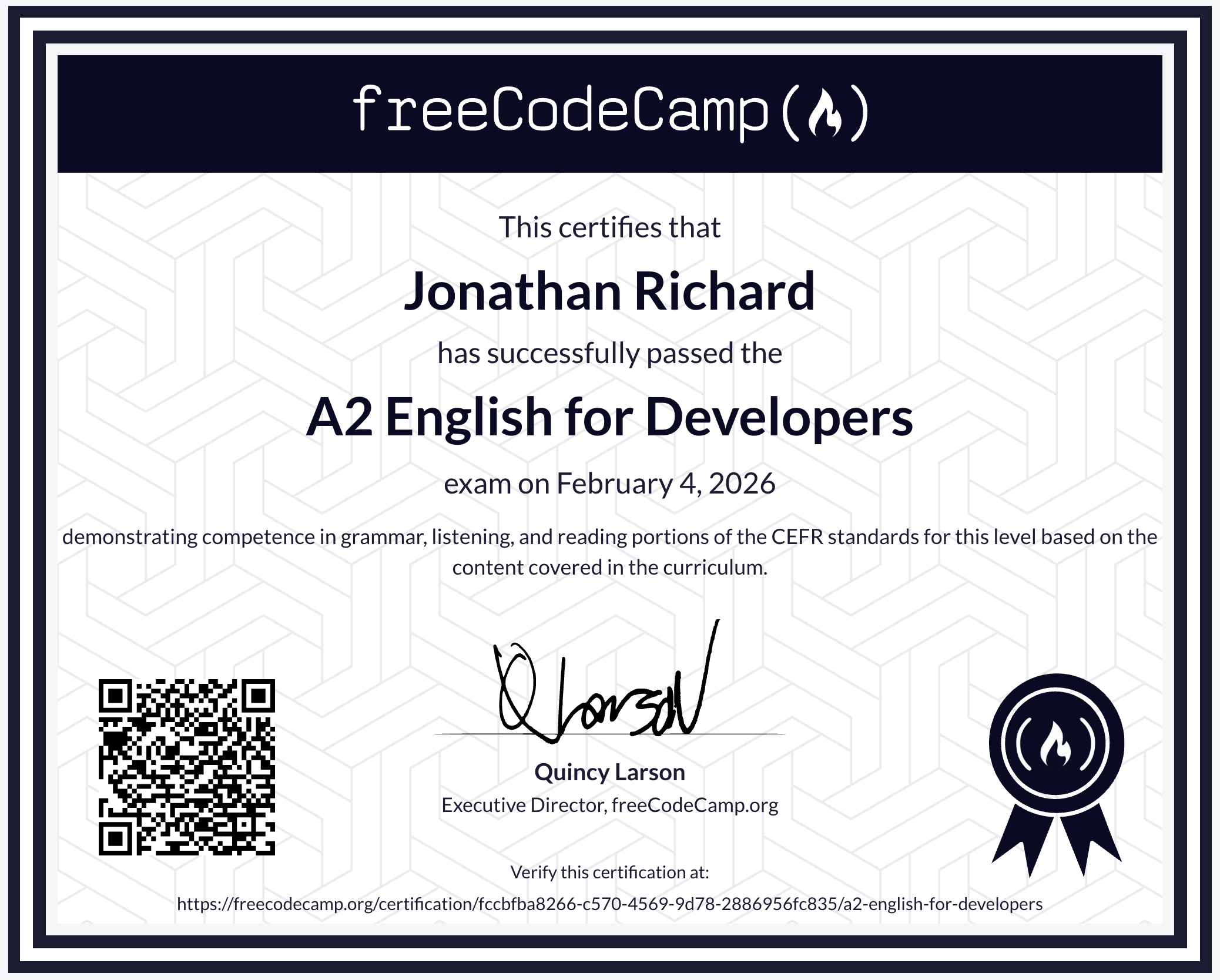 A2 English for-Developers Certification Exam