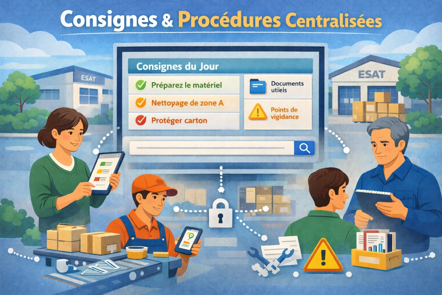Transmission des consignes en ESAT avec procédures et points de vigilance centralisés