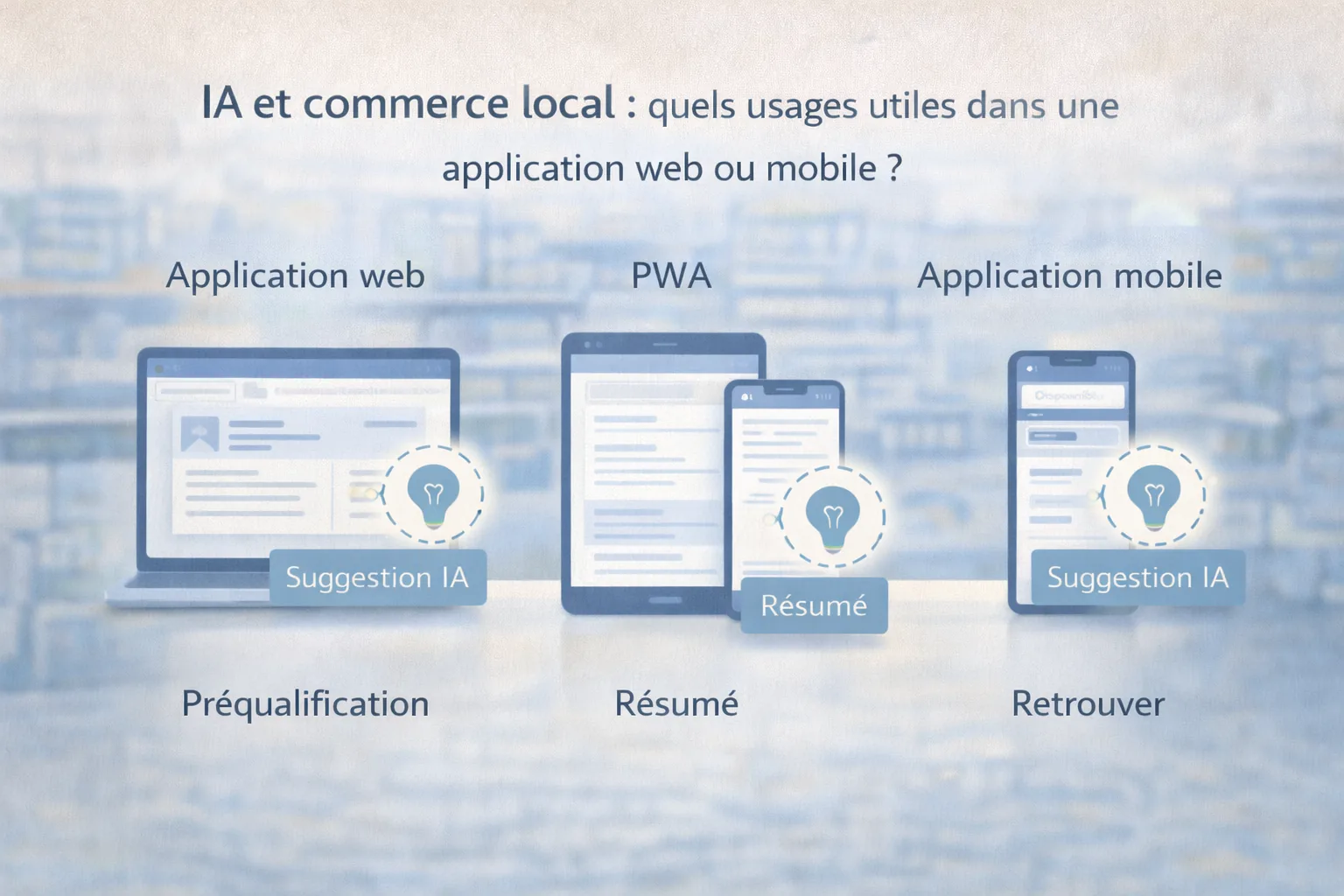 Comparatif sobre entre application web, PWA et mobile pour un commerce local avec brique IA utile