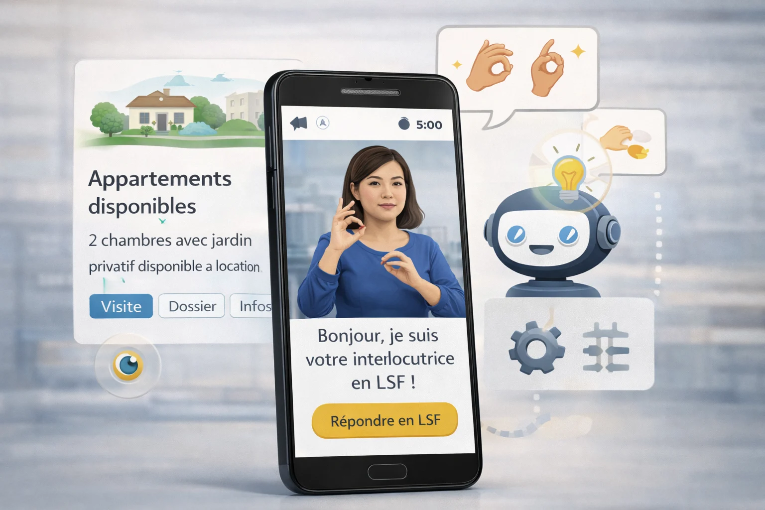 Interface mobile pedagogique avec experience visuelle, accessibilite et accompagnement contextuel